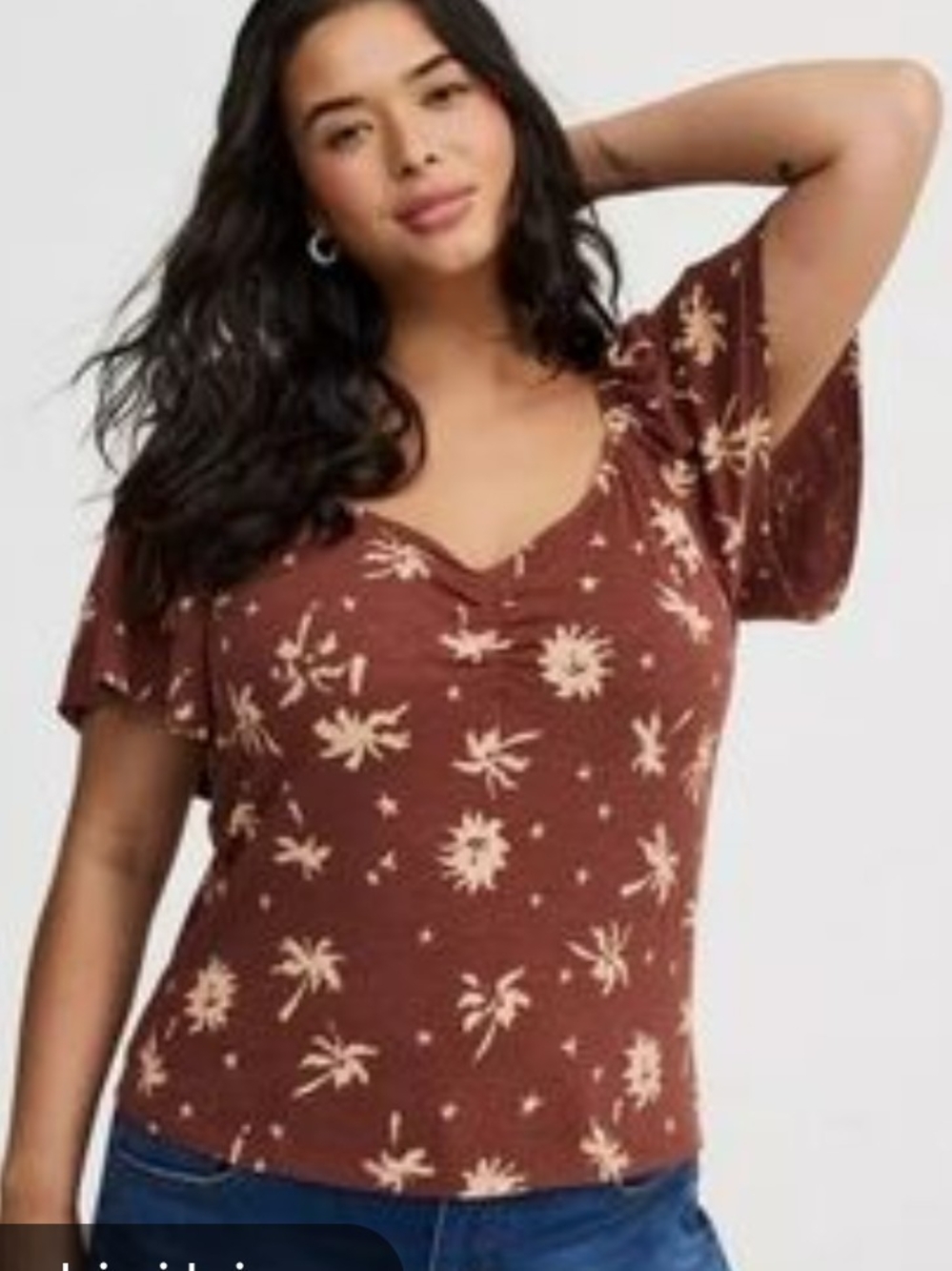 Torrid Brown V-Neck Tee. Size 1X (14-16)